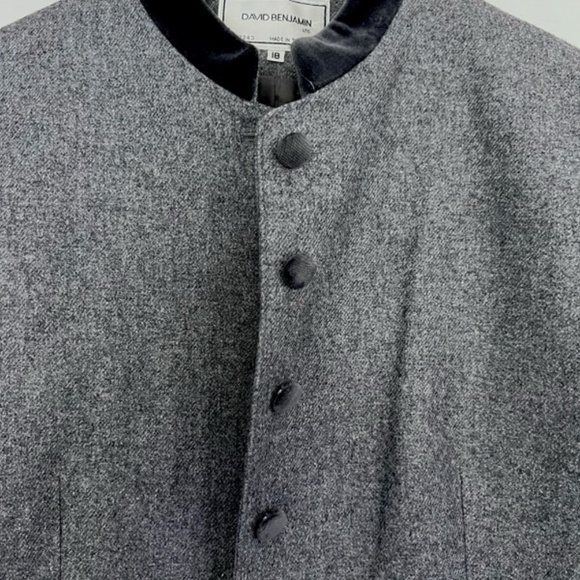 VTG David Benjamin Ltd. Blazer Women's size (UK 18) (USA 14) Gray Wool Velvet - Picture 6 of 15